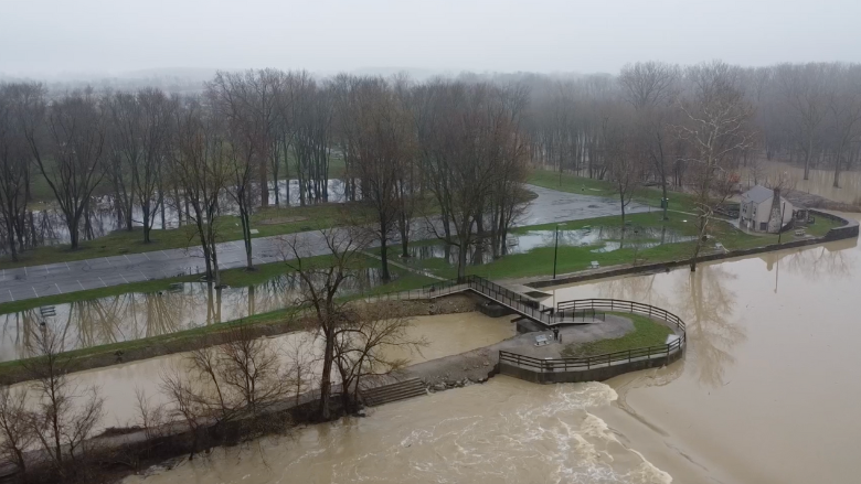 Maumee River Swells, Floods Low Areas After Heavy Rains